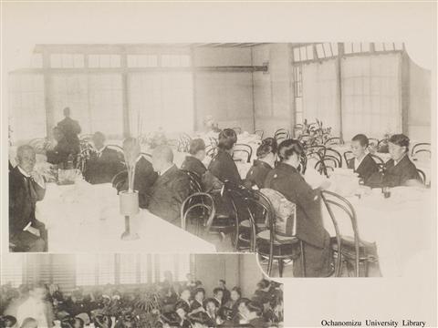 東京女子高等師範学校開校五拾季記念写真帖 「当日の第一食堂」